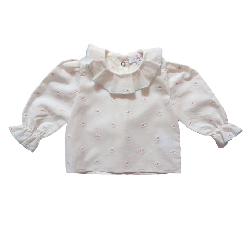 Tunic with daisy embroidery - organic cotton