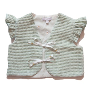 Cardigan senza maniche con fodera a margherita - cotone biologico