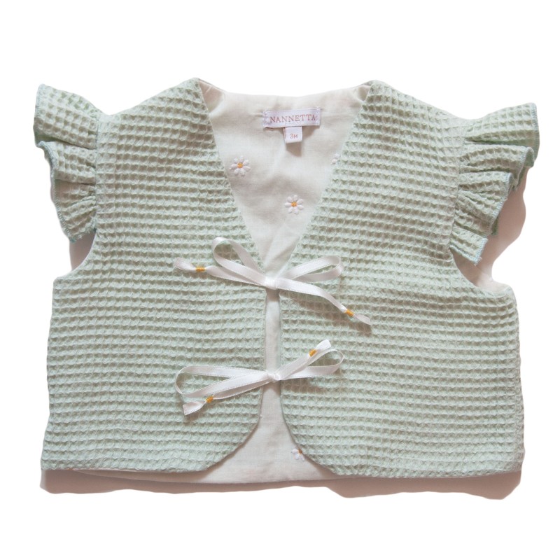 Cardigan senza maniche con fodera a margherita - cotone biologico