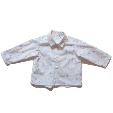 Camicia estiva, motivi marini - cotone organico