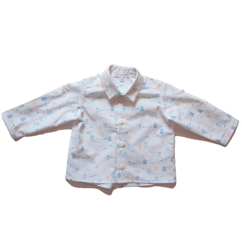Camicia estiva, motivi marini - cotone organico