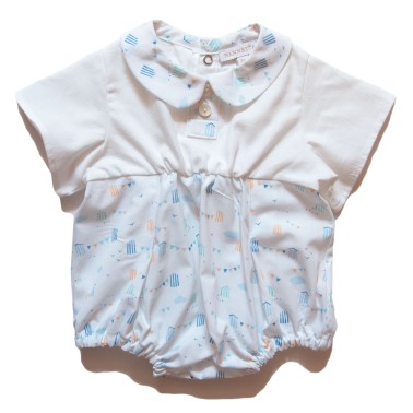 Lightweight organic cotton romper, summery print